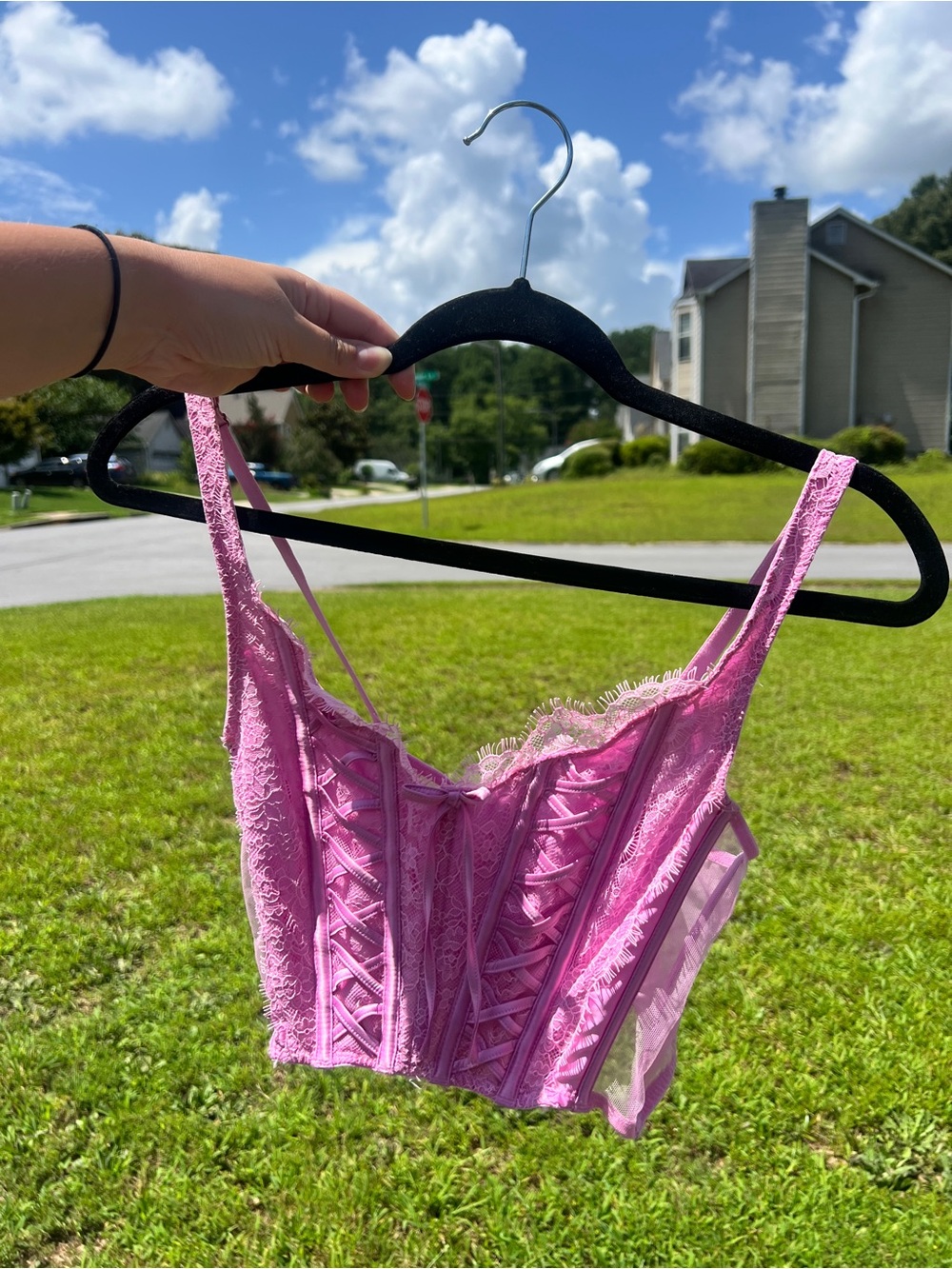 Victoria's Secret Pink Lace Corset Crop